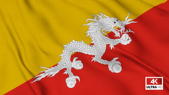 Bhutan Flag Waving Slowly Looped alt