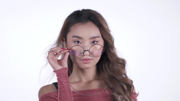 Attractive Asian Woman Wearing Sexy Glasses