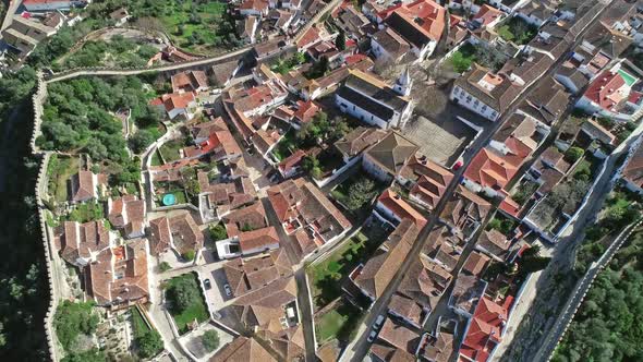 Aerial View of Medieval Town Obidos in Portugal alt