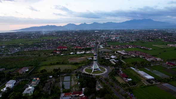 Aerial view of The extraordinary and beautiful building of the Mataram ...