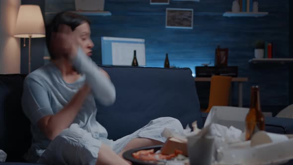 Sad Frustrated Lady Reading Bad News on Mobile Throwing Away Phone alt