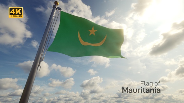 Mauritania Flag on a Flagpole - 4K alt