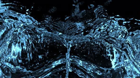 Super Slow Motion Shot of Water Splash at 1000Fps Isolated on Black Background. alt