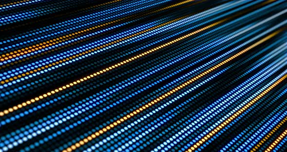 Abstract technological background. 3D animation of colored light dots forming stripes alt