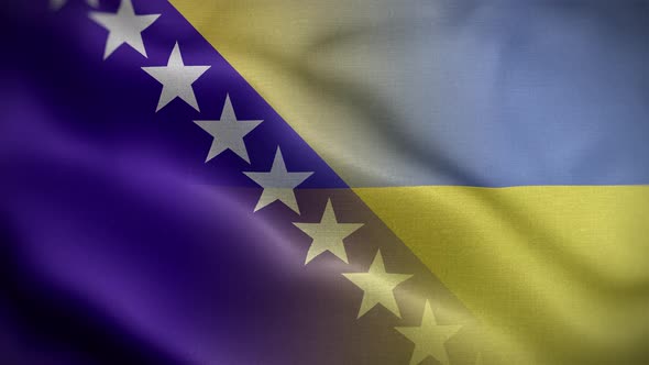 Ukraine Bosnia And Herzegovina Flag Loop Background 4K