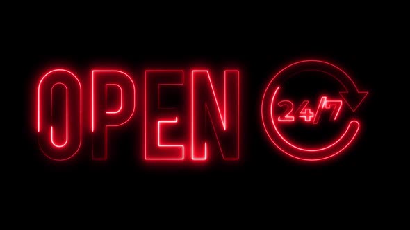Open 24 Hours in 7 Days Neon Sign