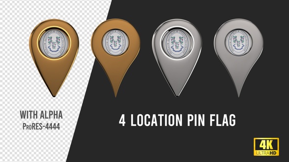 Connecticut State Seal Location Pins Silver And Gold alt