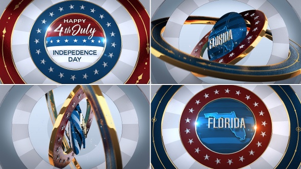 Florida 4th of July Independence Day United States of America State Map with Flag 4K alt