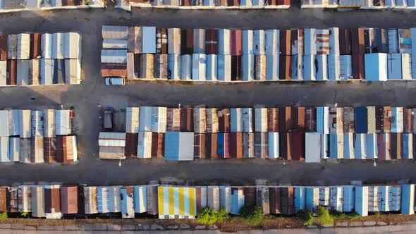 Roofs of Old Garages From Above, Aerial Shoot alt