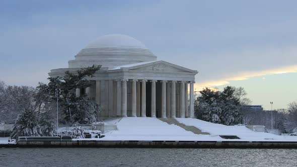 The Jefferson Memorial Covered in Snow After Winter Storm - Washington, D.C. alt