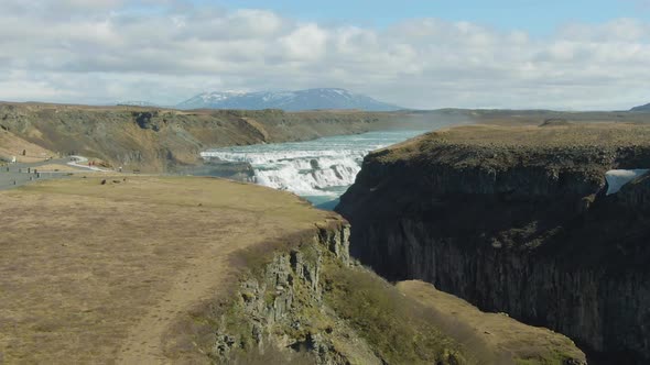 Gullfoss Waterfall. Iceland. Aerial View alt