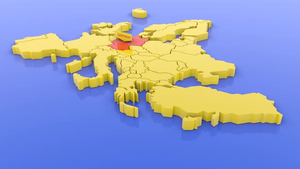 Map of Europe in yellow, focused on Germany in red with a map sticker.