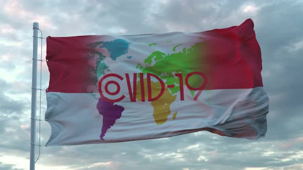 Covid19 Sign on the National Flag of Singapore alt