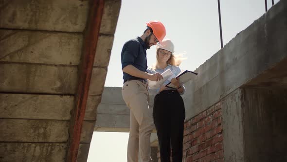 Real Estate Building Project Architect.Builder Constructor Read Blueprints.Developer On Construction alt