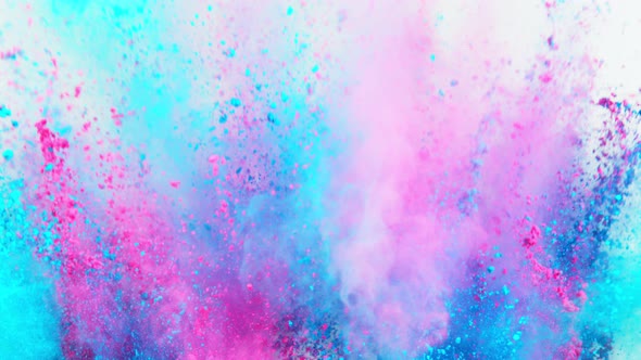 Super Slowmotion Shot of Color Powder Explosion Isolated on White Background alt