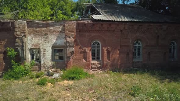 Panoramic Shot of Dilapidated Building From Red Brick