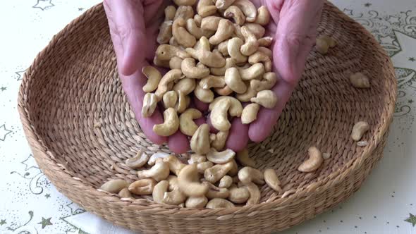 Roasted cashew nuts in basket