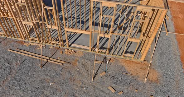 Timber Frame House Stick Built Home Under Construction New Build with Wooden Truss Beam Framework alt