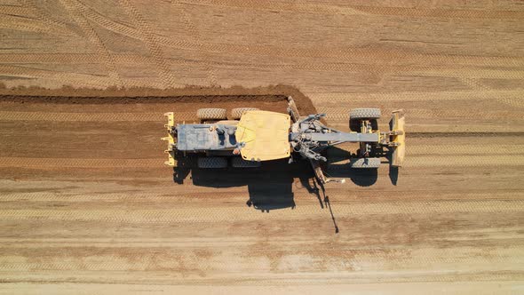 Road Construction Grader Aerial View