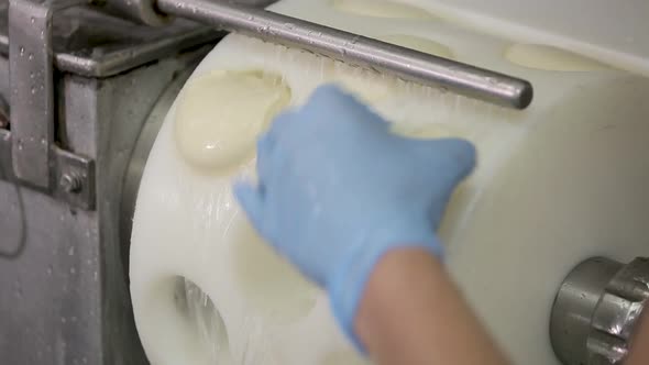 Handmade Process Production Mozzarella Cheese Making Manually Cheese Factory Dairy Food Traditional
