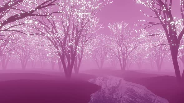 Sakura Blossom Garden Background 3d Render