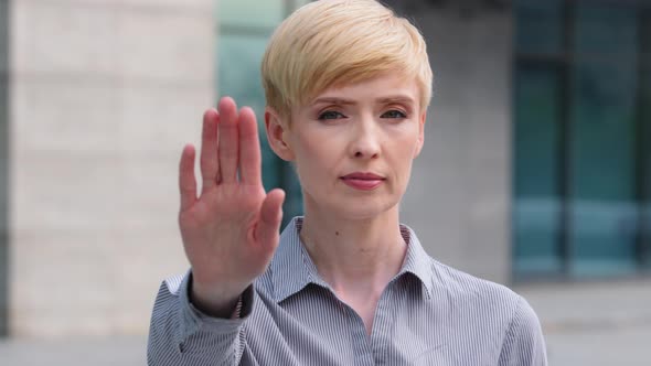 Close Up Caucasian Mature 40s Middle Age Adult Woman Business Lady Female Portrait Standing Outdoors alt