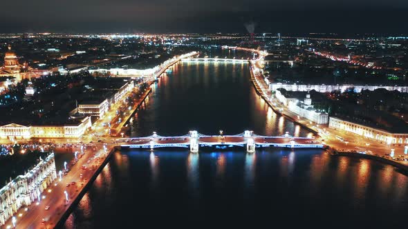 Aerial View of Palace Bridge, St Petersburg, Russia