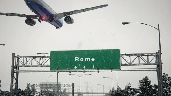 Airplane Landing Rome in Christmas alt