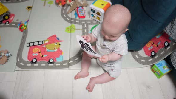 Happy Little Baby Playing and Crawling By Room