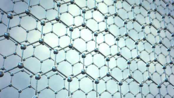 Loopable graphene structure. Two rows of carbon atoms. Silver honeycombs alt
