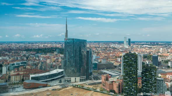 Milan Aerial View of Modern Towers and Skyscrapers and the Garibaldi Railway Station in the Business alt
