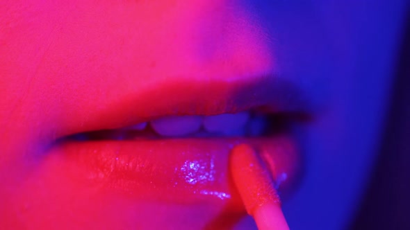Lip Makeup in Neon Light