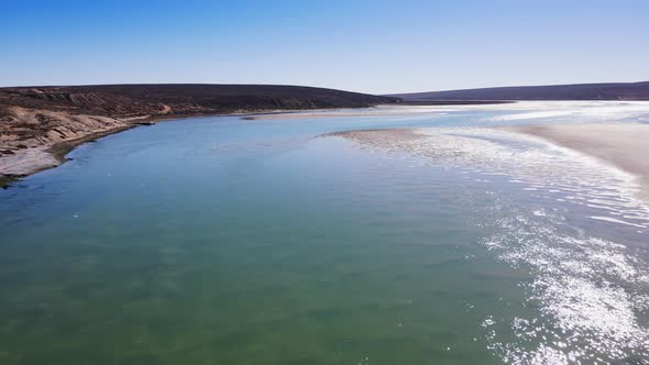 Flight up untouched west coast estuary with lots of birdlife; South Africa alt