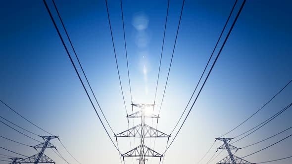 The endless flight through the electric power lines and pylons. Loopable. HD alt