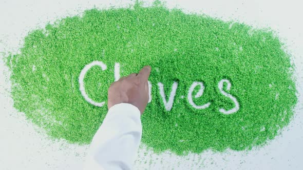 Hand Writes On Green Chives