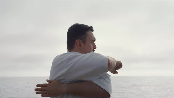 Serious Athlete Practicing Karate Closeup alt