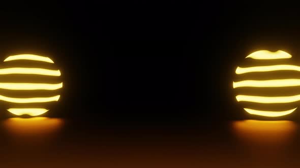 Two Neon Orange Glowing Balls Seamless Moving Animation Loop alt