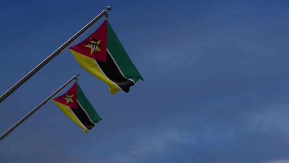 Mozambique Flags In The Blue Sky - 2K