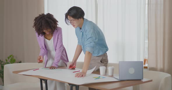 The business team is working on a business project at home Home office Coffee at work alt