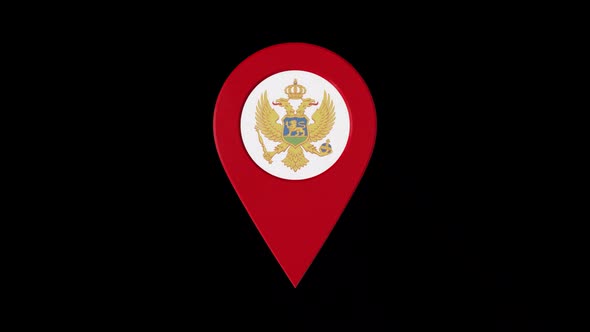 3D Rotating Pin Icon Animation With Montenegro  Coat Of Arms Alpha Channel 2K alt