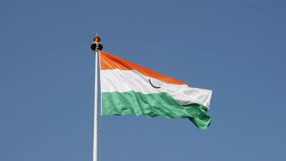 National Flag of India Flying on the Wind