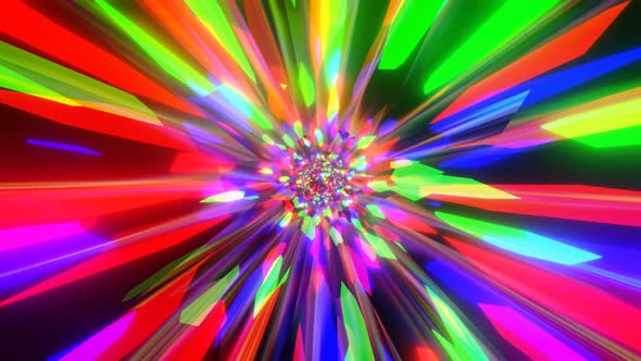 Multicolored Big Glow Rays Rotate and Pulsate From the Color Core in the Center
