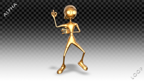 3D Gold Man - Cartoon Cheerful Dance alt