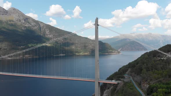 The Hardanger Bridge (Hardangerbrua), suspension bridge across Eidfjorden Norway alt