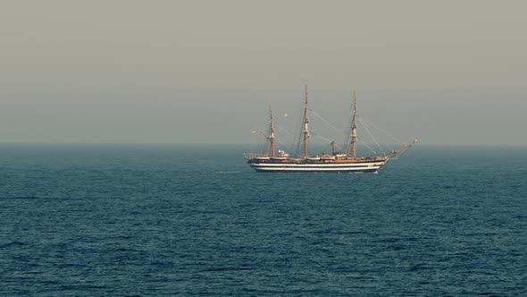 Amerigo Vespucci sailing ship in the open sea alt