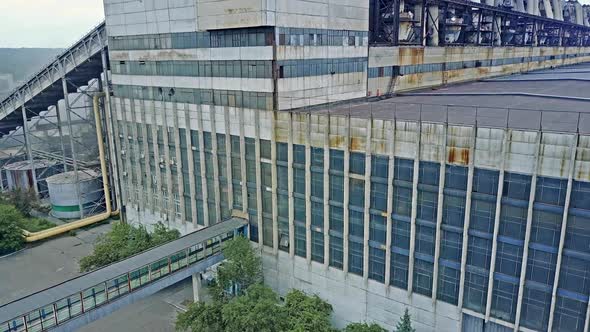 Industrial Power Plant. Aerial view over the thermal power plant in countryside alt