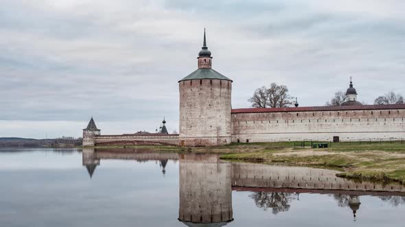 Tower of the fortress and walls of the Kirillo-Belozersky Monastery. Russia