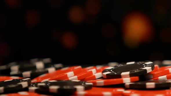 Poker Chips Lying on Table in Casino Club, Strategy of Game, Chance for Luck alt