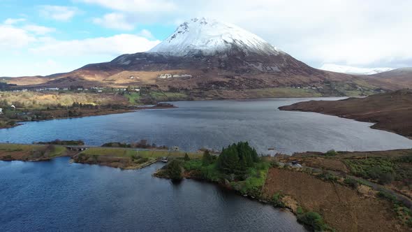 Aerial View of Dunlewey Next To Mount Errigal in County Donegal - Ireland alt