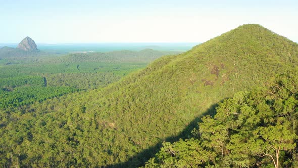 Aerial view of the Glass House Mountains, Queensland, Australia. alt